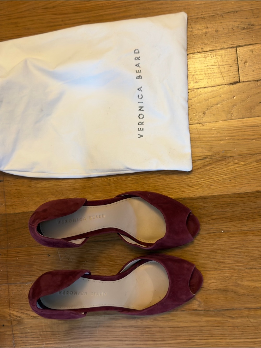 Veronica Beard Burgundy Suede Peep-Toe Heels